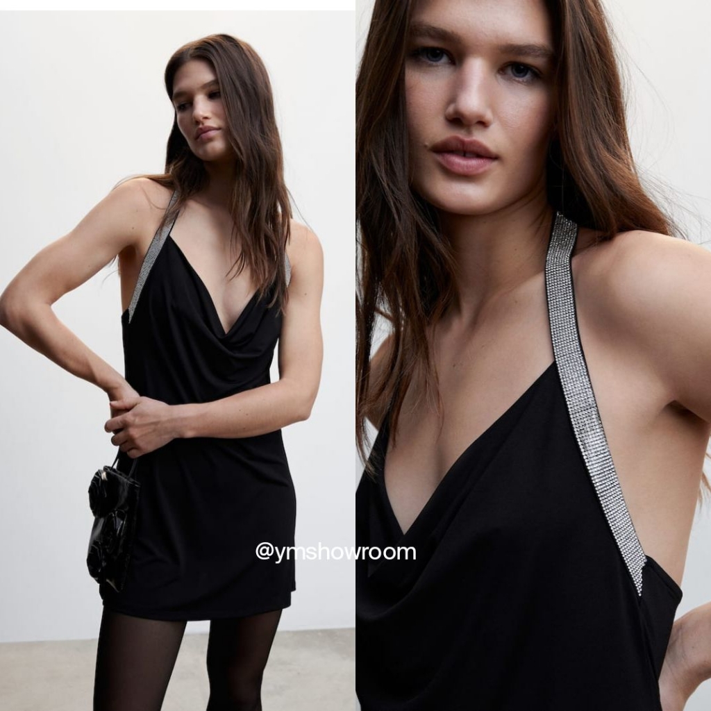 Last 1mango Dress With Rhinestones Trim